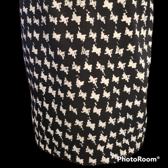 NWT Cleo 4 Dress Midi Houndstooth Patern Pockets Back Zipper Black and White - Picture 7 of 14